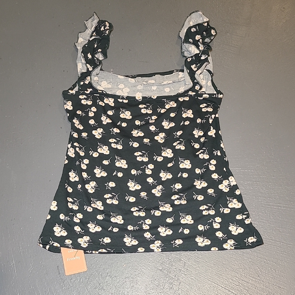 SHEIN Black Floral Kids Tank Top
